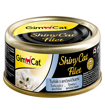 GimCat ShinyCat Filet / Консервы Джимкэт для кошек Тунец с анчоусами (цена за упаковку)