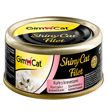 GimCat ShinyCat Filet / Консервы Джимкэт для кошек Цыпленок с креветками (цена за упаковку)