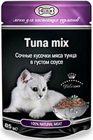 Gina Tuna Mix / Паучи Джина для кошек Сочные кусочки мяса Тунца в густом соусе (цена за упаковку) 