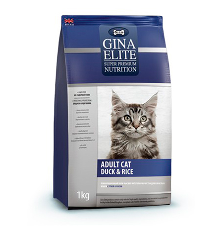 Gina Elite Adult Cat Duck & Rice / Сухой Полнорационный корм Джина для взрослых кошек Утка с рисом