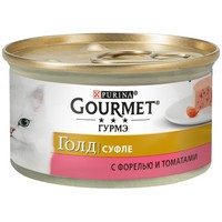 Gourmet Gold Консервы Гурме Голд для кошек Суфле с Форелью и томатами цена за упаковку 540₽