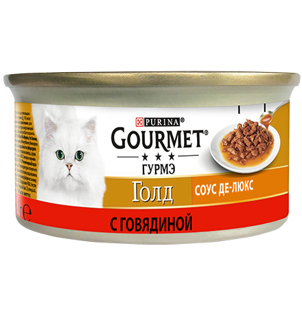 

Gourmet Gold / Консервы Гурме Голд для кошек Соус де-люкс с Говядиной (цена за упаковку), Gourmet Gold