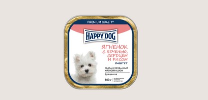 

Happy Dog / Паштет Хэппи Дог для Щенков Мелких пород Ягнёнок с печенью, сердцем и рисом (цена за упаковку), Happy Dog