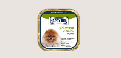 

Happy Dog / Паштет Хэппи Дог для взрослых собак Мелких пород Ягнёнок с рисом (цена за упаковку), Happy Dog