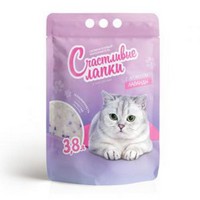 Купить Счастливые лапки Наполнитель для кошачьего туалета Силикагелевый с ароматом Лаванды за 720.00 ₽