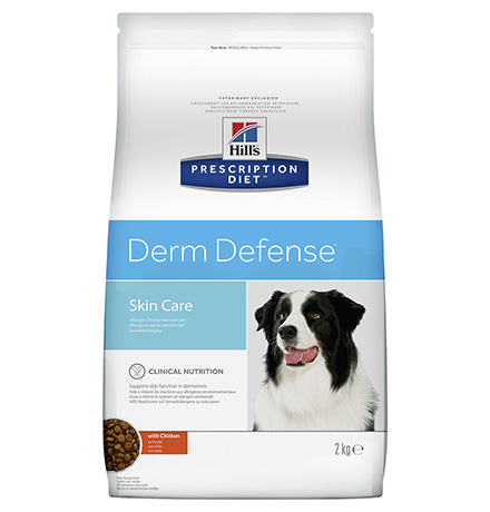 Hills Prescription Diet Canine Derm Defense / Лечебный корм Хиллс Дерм Дефенс для взрослых собак для поддержания Кожи при Дерматитах или избыточной потери шерсти Курица 