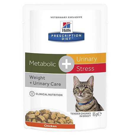 

Hills Prescription Diet Metabolic & Urinary Stress / Лечебные паучи Хиллс для кошек Коррекция веса и Урология Курица (цена за упаковку), Hills Prescription Diet Metabolic & Urinary Stress