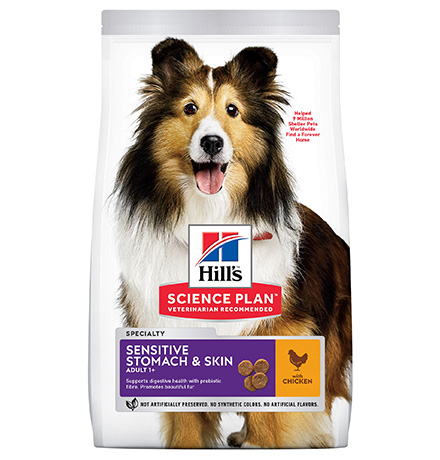 Купить Hills Science Plan Adult Sensitive Stomach & Skin / Сухой корм Хиллс для собак Средних пород с Чувствительным пищеварением и(или) кожей Курица за 8360.00 ₽