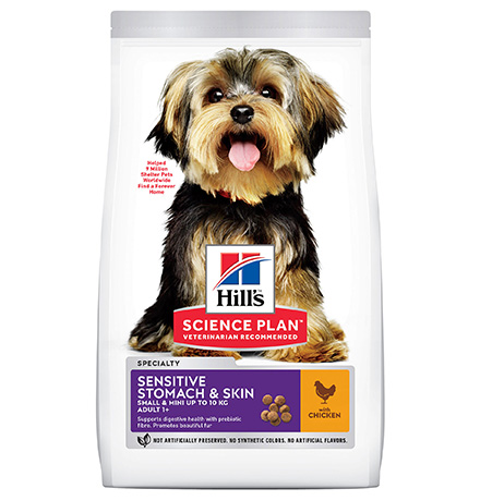 Hills Science Plan Sensitive Stomach & Skin Small & Mini Adult / Сухой корм Хиллс для собак Мелких пород с Чувствительным пищеварением и кожей Курица