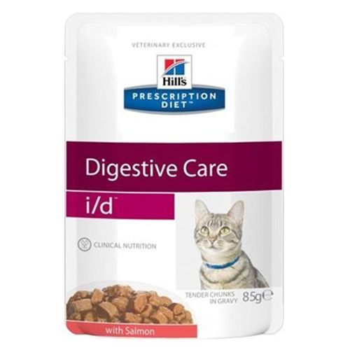 Hills Prescription Diet i\d Digestive Care Salmon / Лечебные паучи Хиллс для кошек при Заболеваниях ЖКТ Лосось (цена за упаковку) 