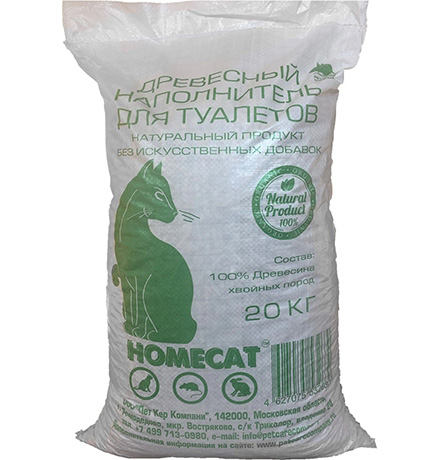 Homecat / Древесный наполнитель Хоумкэт для кошачьего туалета Мелкие гранулы