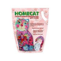 Homecat / Силикагелевый наполнитель Хоумкэт для кошачьего туалета аромат Роза