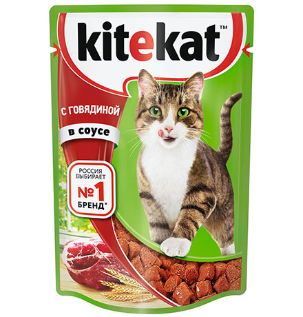 Kitekat / Паучи Китикет для кошек Говядина в соусе (цена за упаковку)