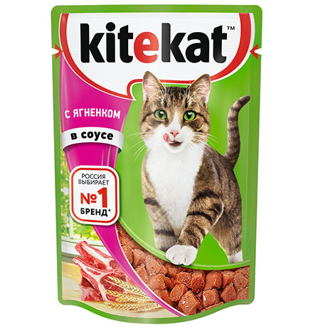 Kitekat / Паучи Китикет для кошек Ягненок в соусе (цена за упаковку)