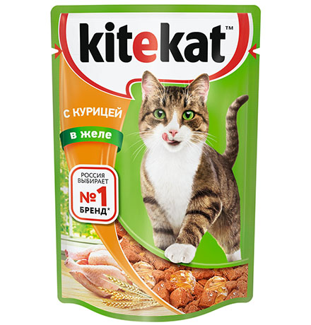 Kitekat / Паучи Китикет для кошек Курица в желе (цена за упаковку)
