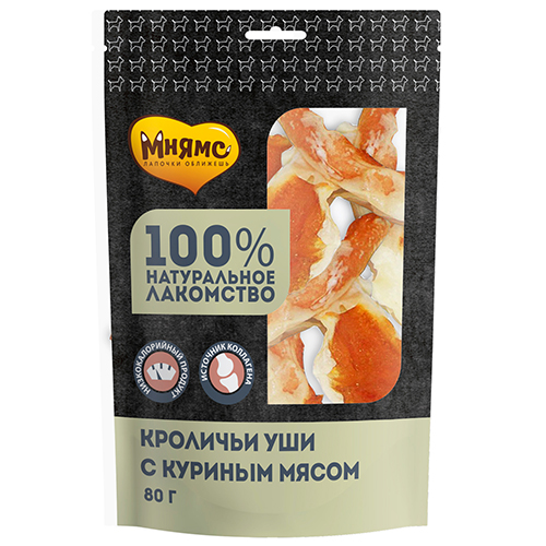 Мнямс Лакомство для собак Кроличьи уши с куриным мясом Вид №1