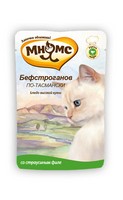 

Мнямс Влажный корм Паучи для кошек Бефстроганов по-Тасмански со Страусиным филе (цена за упаковку)