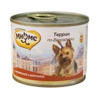 Мнямс Влажный корм Консервы для собак Мелких пород Террин по-Версальски Телятина с ветчиной (цена за упаковку)
