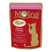 Molina / Паучи Молина для кошек Лосось и Тунец в соусе (цена за упаковку) 