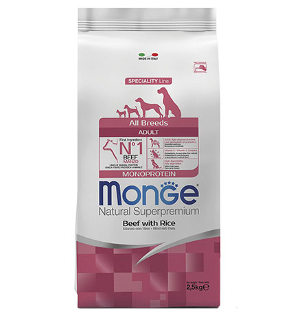 Monge Dog Monoprotein Adult All Breeds Beef with Rice / Сухой корм Монж Монопротеиновый для собак всех пород Говядина с рисом 