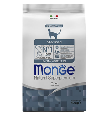 Monge Cat Monoprotein Sterilised Trout / Сухой корм Монж Монопротеиновый для Стерилизованных кошек Форель