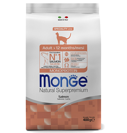 Купить Monge Cat Adult Salmon / Сухой корм Монж для Взрослых кошек Лосось за 429.00 ₽