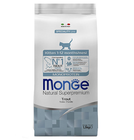 Купить Monge Kitten Monoprotein / Сухой корм Монж Монопротеиновый для Котят Форель за 1462.00 ₽