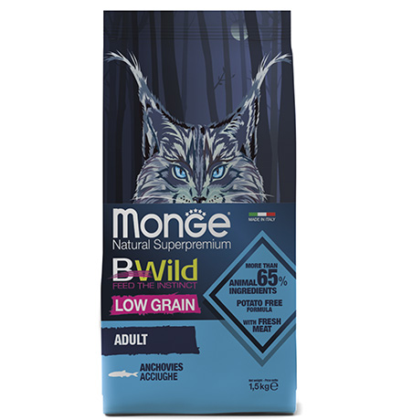 Monge Cat BWild Adult Anchovies / Сухой корм Монж Бивайлд для Взрослых кошек Анчоусы