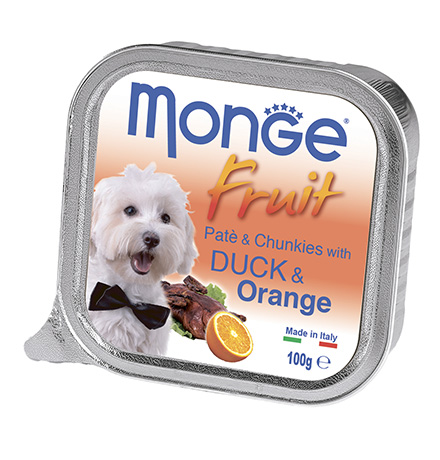 

Monge Dog Fruit Duck / Влажный корм Консервы Монж Фрукт для взрослых собак Утка с Апельсином (цена за упаковку), Monge Dog Fruit Duck