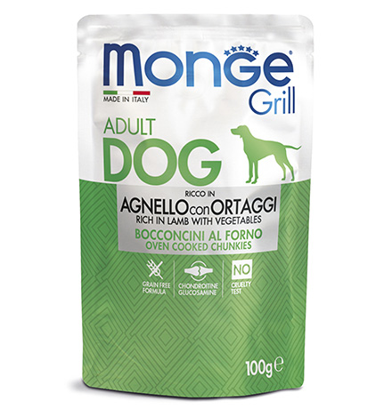 Monge Dog Grill Lamb / Влажный корм Паучи Монж Гриль для взрослых собак Ягненок с Овощами (цена за упаковку)