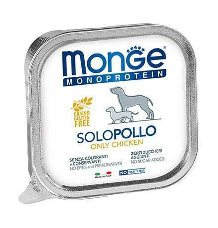 

Monge Dog Monoproteico Solo Chicken / Влажный корм Паштет Монж Монопротеиновый для взрослых собак Курица (цена за упаковку), Monge Dog Monoproteico Solo Chicken