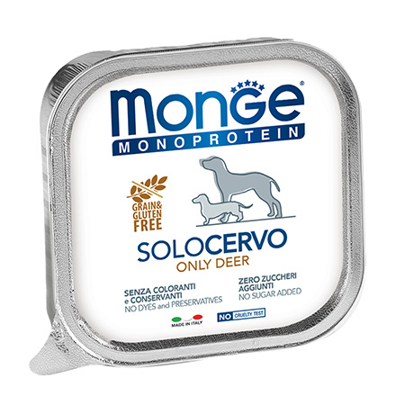 

Monge Dog Monoproteico Solo Venison / Влажный корм Паштет Монж Монопротеиновый для взрослых собак Оленина (цена за упаковку), Monge Dog Monoproteico Solo Venison
