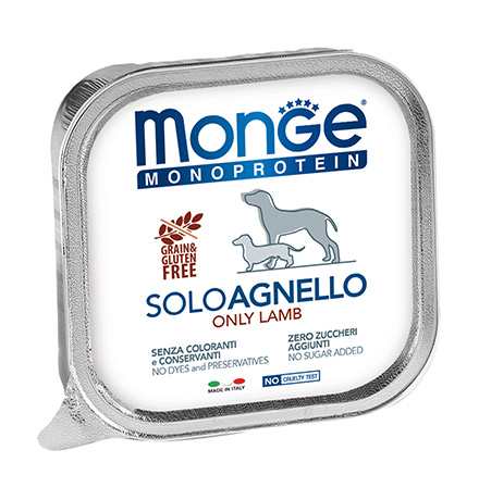 Monge Dog Monoproteico Solo Lamb / Влажный корм Паштет Монж Монопротеиновый для взрослых собак Ягнёнок (цена за упаковку)