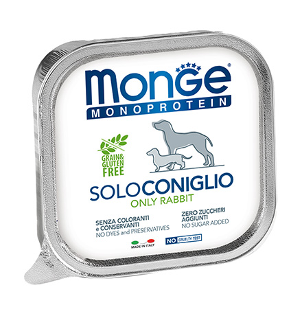 

Monge Dog Monoproteico Solo Rabbit / Влажный корм Паштет Монж Монопротеиновый для взрослых собак Кролик (цена за упаковку), Monge Dog Monoproteico Solo Rabbit