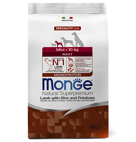 Monge Dog Monoprotein Speciality Adult Mini Lamb & Rice / Сухой корм Монж для взрослых собак Мелких пород Ягненок с рисом и картофелем