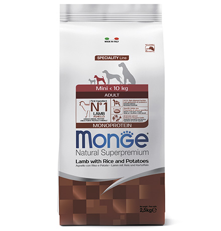 

Monge Dog Monoprotein Speciality Adult Mini Lamb & Rice / Сухой корм Монж для взрослых собак Мелких пород Ягненок с рисом и картофелем, Monge Dog Monoprotein Speciality Adult Mini Lamb & Rice