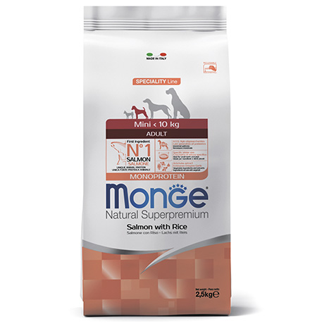 Monge Dog Monoprotein Speciality Mini Salmon & Rice / Сухой корм Монж для взрослых собак Мелких пород Лосось с рисом