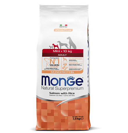 Monge Dog Monoprotein Speciality Mini Salmon & Rice / Сухой корм Монж для взрослых собак Мелких пород Лосось с рисом
