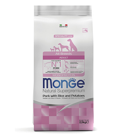 Monge Dog Monoprotein Speciality Adult Pork & Rice / Сухой корм Монж для взрослых собак всех пород Свинина с рисом и картофелем