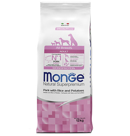 Monge Dog Monoprotein Speciality Adult Pork & Rice / Сухой корм Монж для взрослых собак всех пород Свинина с рисом и картофелем