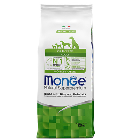 Monge Dog Monoprotein Speciality Adult Rabbit & Rice / Сухой корм Монж для взрослых собак всех пород Кролик с рисом и картофелем