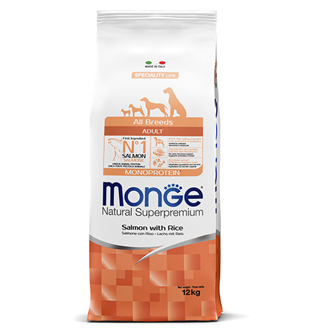 Monge Dog Monoprotein Speciality Adult Salmon & Rice / Сухой корм Монж для взрослых собак всех пород Лосось с рисом