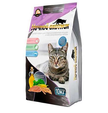 Ночной охотник / Сухой корм для кошек для Стерилизованных кошек и Кастрированных котов