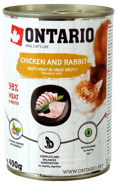 Ontario Chicken Rabbit Salmon Oil / Консервы Онтарио для кошек Курица и кролик (цена за упаковку)