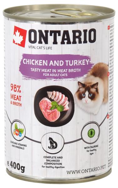 Ontario Chicken Turkey Salmon Oil / Консервы Онтарио для кошек Курица и индейка (цена за упаковку)
