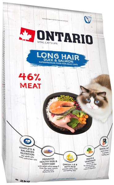Купить Ontario Longhair / Сухой корм Онтарио для Длинношерстных кошек с Уткой и лососем за 1260.00 ₽