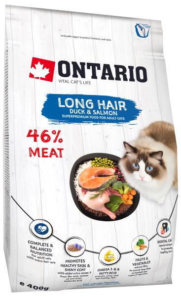 Ontario Longhair / Сухой корм Онтарио для Длинношерстных кошек с Уткой и лососем