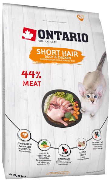 Ontario Cat Shorthair / Сухой корм Онтарио для Короткошерстных кошек с Курицей и уткой