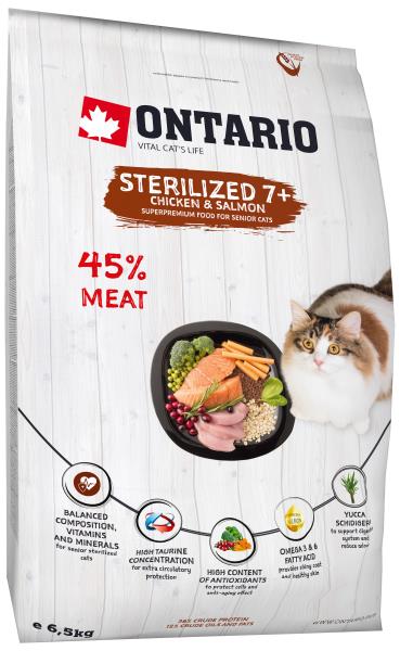 Ontario Sterilised 7+ / Сухой корм Онтарио для Пожилых Стерилизованных кошек с Курицей
