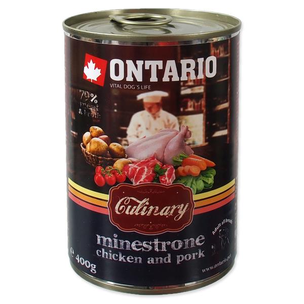 Ontario Culinary Minestrone Chicken Pork / Консервы Онтарио для собак Минестроне с Курицей и свининой (цена за упаковку) 